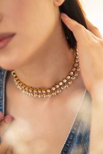 Do Taara_Gold Plated Kundan Choker Necklace _Online_at_Aza_Fashions