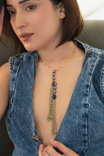 Do Taara Dangling Pearl Tassel Necklace 