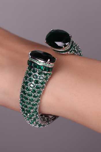 Moh-Maya By Disha Khatri_Emerald Green Zircon Bracelet _Online_at_Aza_Fashions