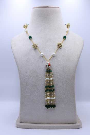 Moh-Maya By Disha Khatri Painted Flower Long Tassel Necklace 