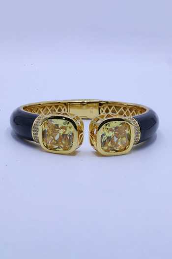 Moh-Maya By Disha Khatri Citrine Stones Zircon Bracelet 