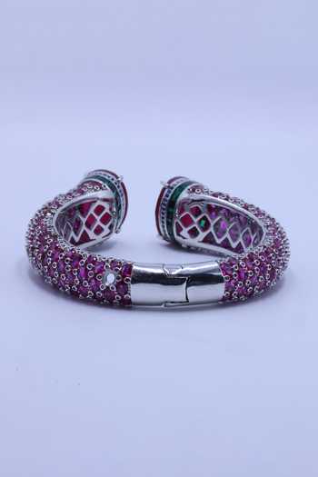 Moh-Maya By Disha Khatri_Red Garnet Zircon Studded Bracelet _Online_at_Aza_Fashions