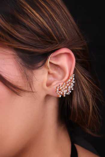 Moh-Maya By Disha Khatri_White Zircon Earcuff Earrings _Online_at_Aza_Fashions