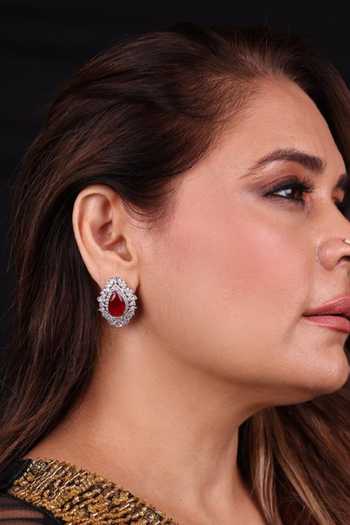 Moh-Maya By Disha Khatri Ruby Zircon Stud Earrings