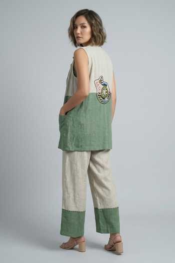 Two Sisters By Gyans Verdant Root Colorblock Jacket Pant Set 