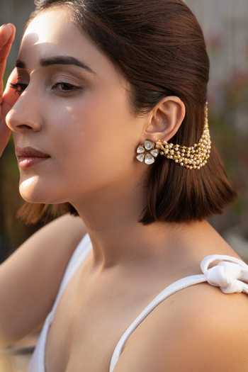 Do Taara_Gold Plated Pearl Pair Of Kaan Chains _Online_at_Aza_Fashions