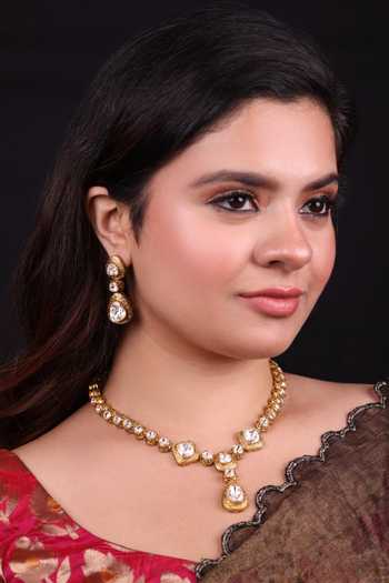 Moh-Maya By Disha Khatri Kundan Polki Necklace & Dangler Earrings Set 