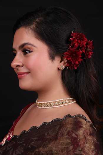 Moh-Maya By Disha Khatri Kundan Polki Pearl Choker & Stud Earrings Set 