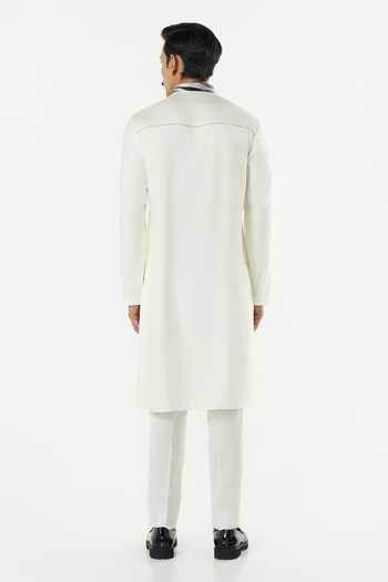Line Out Line_Ivory Chanderi The Abstract Embroidered Kurta _Online_at_Aza_Fashions