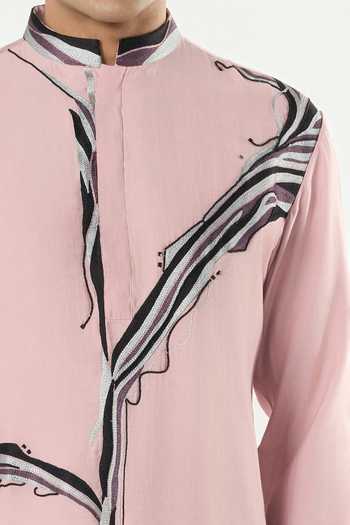 Shop_Line Out Line_Pink Chanderi The Abstract Kurta _Online_at_Aza_Fashions