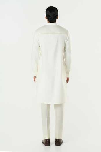 Line Out Line_Ivory Chanderi Avenue Thread Work Kurta _Online_at_Aza_Fashions