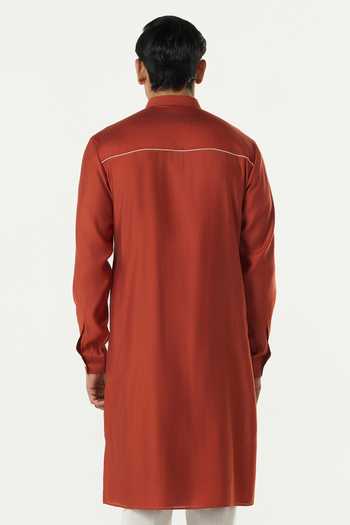 Line Out Line Chanderi Geo Block Embroidered Kurta 
