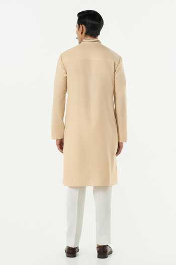 Buy_Line Out Line_Beige Cotton Lunar Bay Pitta Work Kurta _Online_at_Aza_Fashions