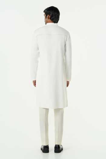 Shop_Line Out Line_Off White Cotton Grill Grid Tonal Cutdana Embroidered Kurta _Online_at_Aza_Fashions