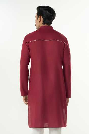 Line Out Line Grill Grid Embroidered Yoke Kurta 