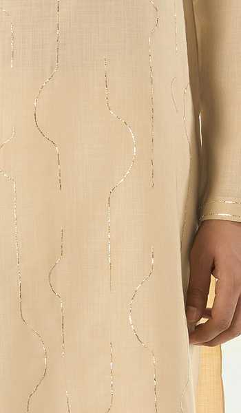 Line Out Line_Beige Cotton City Pulse Pitta Embroidered Kurta _Online_at_Aza_Fashions