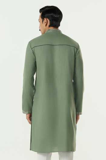 Line Out Line Aurum Pitta Embroidered Placket Kurta 