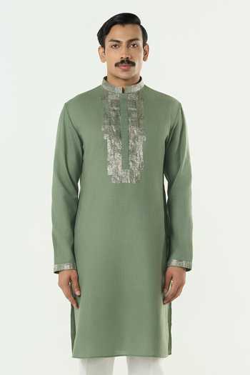 Line Out Line Aurum Pitta Embroidered Placket Kurta 