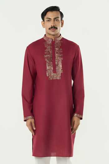 Line Out Line Aurum Pitta Work Placket Kurta 
