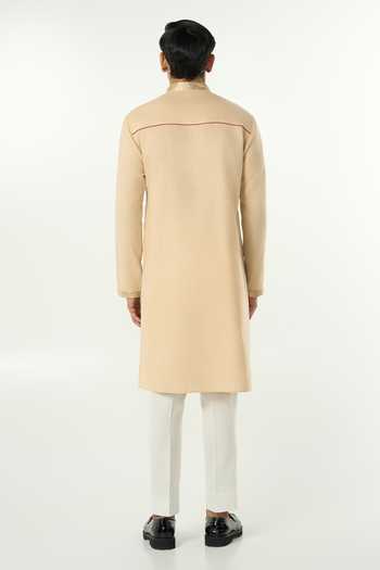 Line Out Line_Beige Cotton Alluro Pitta Work Kurta _Online_at_Aza_Fashions