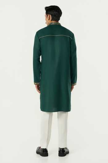 Buy_Line Out Line_Green Cotton Alluro Pitta Work Embroidered Matka Kurta _Online_at_Aza_Fashions
