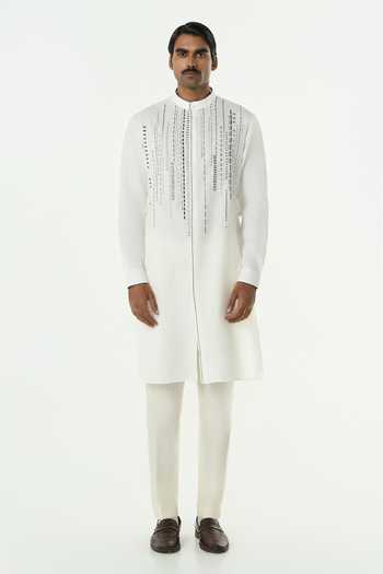 Buy_Line Out Line_Off White Cotton Lume City Tonal Thread Embroidered Kurta _Online_at_Aza_Fashions