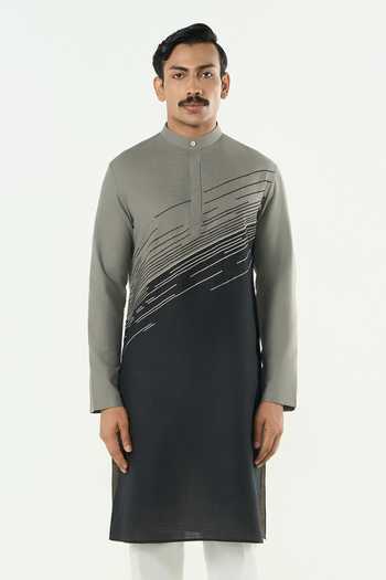 Line Out Line Hyperdrive Embroidered Color Block Kurta 