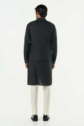 Buy_Line Out Line_Black Cotton Piping Warp Line Threadwork Bundi _Online_at_Aza_Fashions