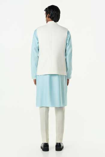 Buy_Line Out Line_Off White Cotton Grill Cutdana Grid Bundi _Online_at_Aza_Fashions