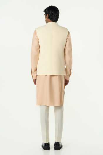 Line Out Line_Ivory Cotton Beads Urban Lustre Embellished Bundi _Online_at_Aza_Fashions