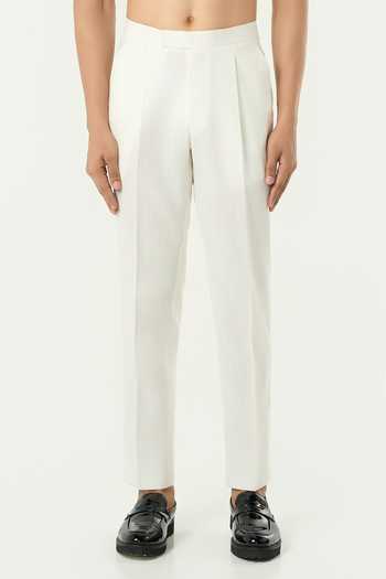 Line Out Line_Off White Cotton Beads Grill Grid Cutdana Work Bundi And Kurta Set _at_Aza_Fashions