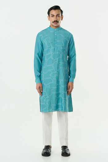 Shop_Line Out Line_Black Cotton Beads Urban Lustre Embellished Bundi And Kurta Set _Online_at_Aza_Fashions