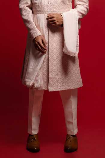 Buy_Sven Suits_Purple Silk Embroidered Sherwani Set _Online_at_Aza_Fashions