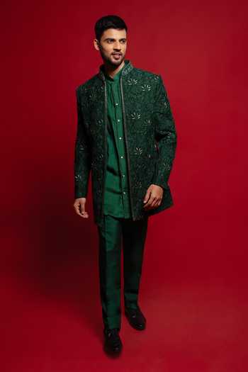 Sven Suits Velvet Embroidered Sherwani & Kurta Set 