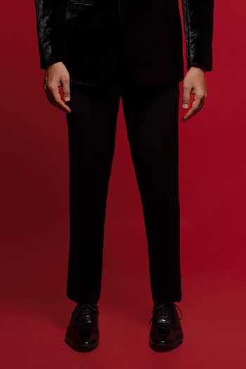 Sven Suits_Black Velvet Blazer Pant Set _Online_at_Aza_Fashions