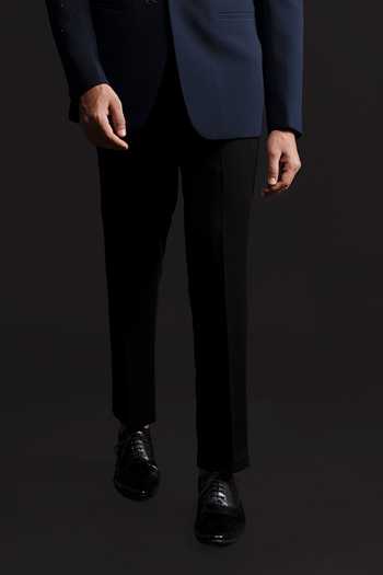 Buy_Sven Suits_Blue Polyester Textured Embroidered Blazer Set _Online_at_Aza_Fashions