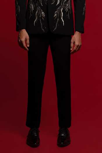 Sven Suits_Black Viscose, Polyester Embroidered Blazer Set _Online_at_Aza_Fashions