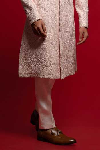 Sven Suits Pink Silk Embroidered Sherwani And Kurta Set Online at Aza Fashions Sven Suits_Pink Silk Embroidered Sherwani And Kurta Set _Online_at_Aza_Fashions