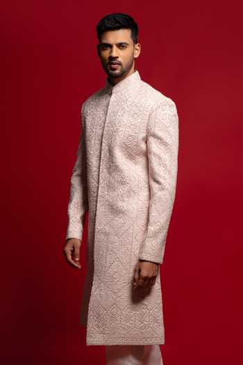 Buy Sven Suits Pink Silk Embroidered Sherwani And Kurta Set Online at Aza Fashions Buy_Sven Suits_Pink Silk Embroidered Sherwani And Kurta Set _Online_at_Aza_Fashions