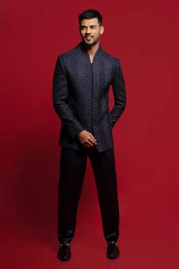 Sven Suits Cutdana Embroidered Bandhgala Set 