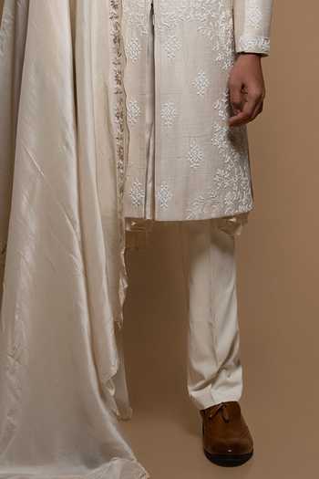 Sven Suits Cream Silk Bead Work Sherwani Set Online at Aza Fashions Sven Suits_Cream Silk Bead Work Sherwani Set _Online_at_Aza_Fashions