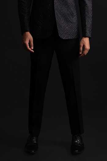 Sven Suits_Black Silk Cutdana Embroidered Blazer Set _Online_at_Aza_Fashions