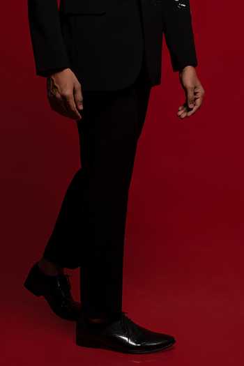 Sven Suits_Black Polyester Embroidered Blazer Set _Online_at_Aza_Fashions