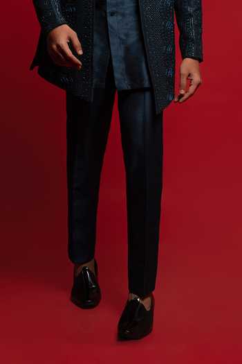 Sven Suits_Green Silk Embroidered Sherwani Set _Online_at_Aza_Fashions