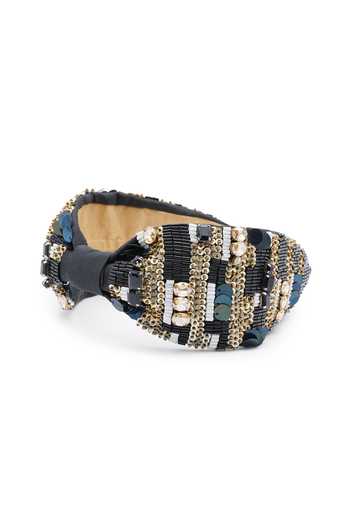 APT FOREVER_Black Embroidery, Sequins, Beads, Shimmering Splendorshot Beaded Headband _Online_at_Aza_Fashions
