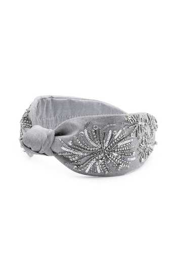 Shop_APT FOREVER_Grey Embroidery, Beads, Rhinestones Cosmic Fireworks Cotton Headband _Online_at_Aza_Fashions