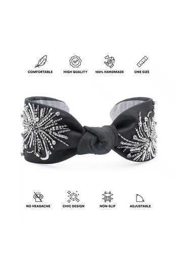 Buy_APT FOREVER_Black Beads, Rhinestones Cosmic Fireworks Beaded Headband _Online_at_Aza_Fashions