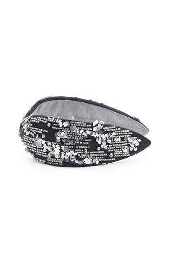 Buy_APT FOREVER_Black Embroidery, Sequins, Beads, Rhinestones Glittering Gems Beaded Headband _Online_at_Aza_Fashions