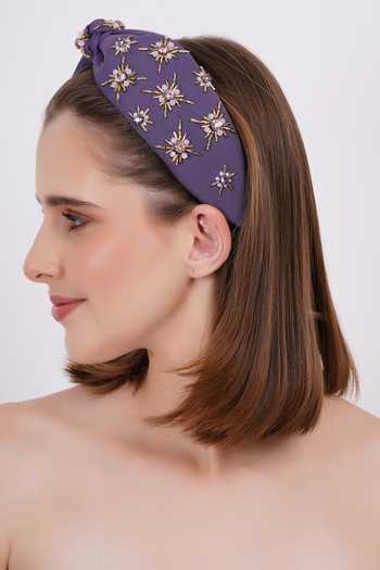 APT FOREVER_Purple Beads, Rhinestones Opulence Handmade Headband _Online_at_Aza_Fashions