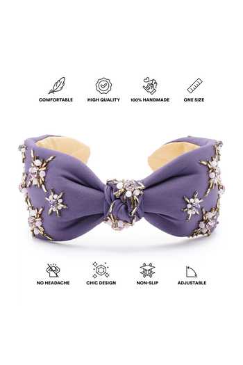 APT FOREVER_Purple Beads, Rhinestones Opulence Handmade Headband _at_Aza_Fashions